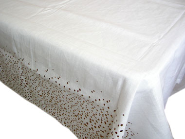 Linen Tablecloth (PERLA. white copper)
